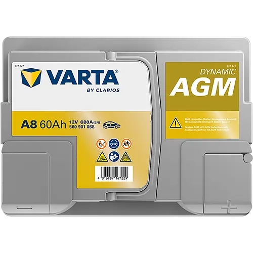 Акумулятор Varta Dynamic AGM 12В 60Аг 680А (EN) R+ (560901068) - фото 5