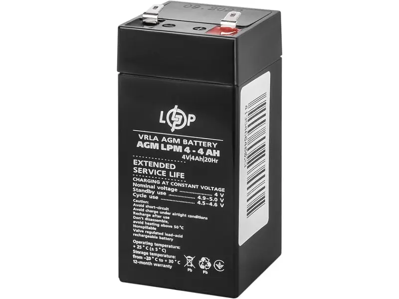 Акумулятор для ДБЖ/інвертора Logicpower LPM 4-4 AH (4135) - фото 2