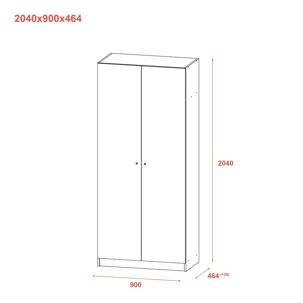 Шафа для одягу Doros Промо Антрацит 2 ДСП 90х48х204 (44900523) - фото 6