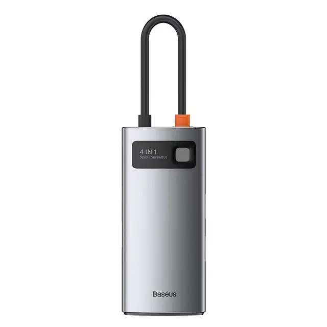 USB-хаб Baseus Metal Gleam Series 4-in-1 Multifunctional Type-C HUB Docking Station Gray（Type-C to HDMI*1+USB3.0*1+USB2.0*1+PD*1） (CAHUB-CY0G) - фото 3
