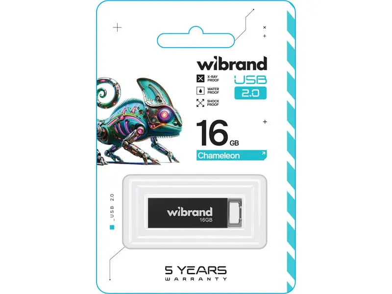 Флешка Wibrand 16 GB Chameleon Black USB 2.0 (WI2.0/CH16U6B) - фото 2