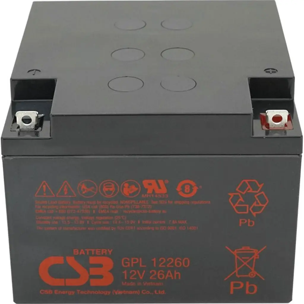 Акумулятор CSB AGM 12V (12V/26Ah/312Wh) (GPL12260) [154014] - фото 2
