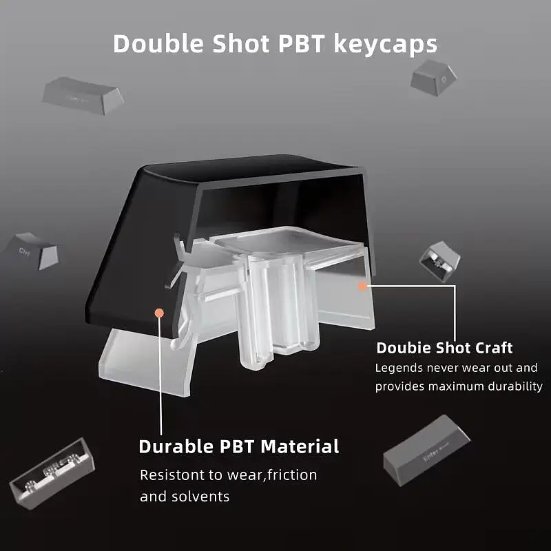 Набір кейкапів Polar Day PBT Double-Shot, 135 клавіш, OEM профіль, бокові легенди, Сірий - фото 5
