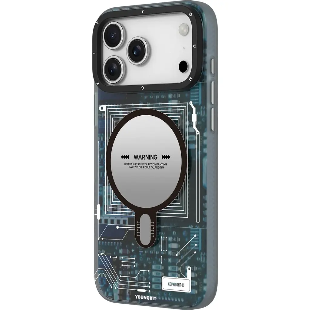 Чохол YoungKit Futuristic Circuit Board with Magnetic Ring для Apple iPhone 17 Pro Blue [168255] - фото 2