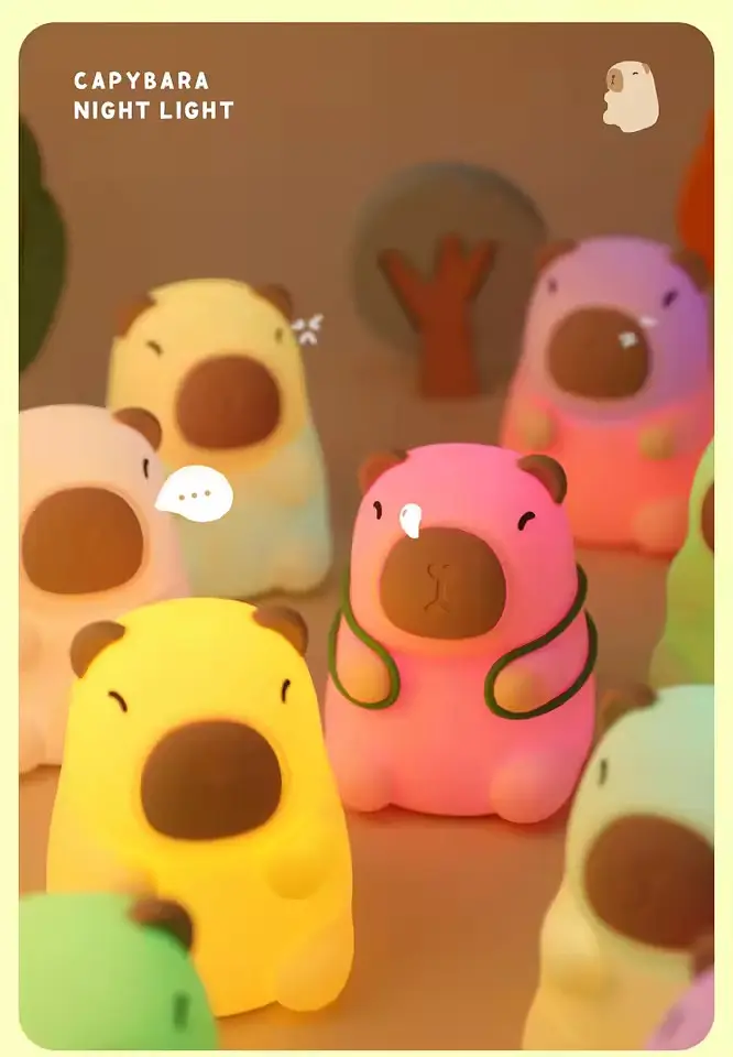 Нічник силіконовий Капібара CAPYBARA з LED підсвічуванням 7 кольорів сенсор керування акумулятор 1200 мАг (6901560892620) - фото 4