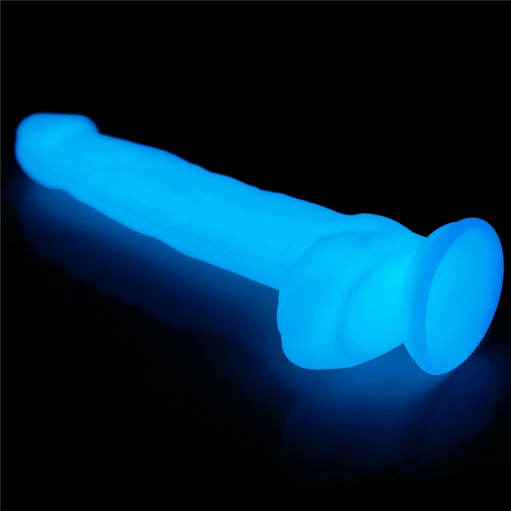 Неоновый фаллоимитатор LoveToy Lumino Play 26.9 см голубой - фото 3