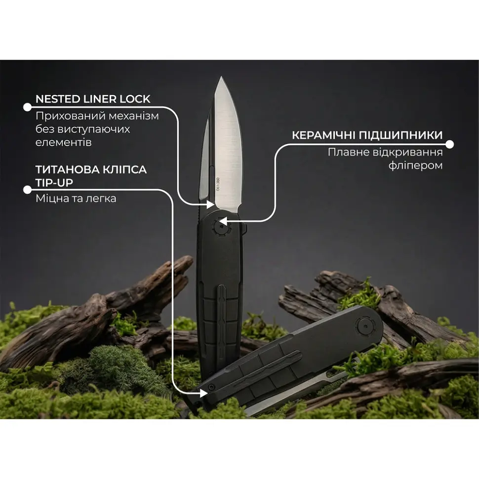 Ніж складаний туристичний Weknife Hull (9.9 см) Bohler M390 / Titanium чорний - фото 12