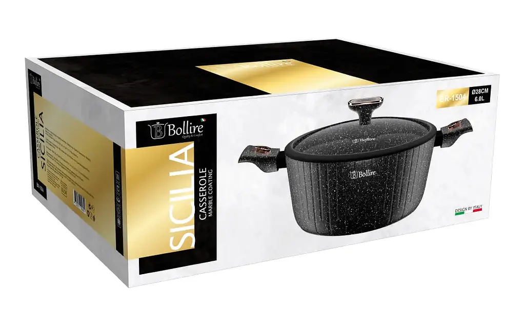 Каструля антипригарна із кришкою SICILIA BOLLIRE 28 см 6.0 л Знімна ручка - фото 3
