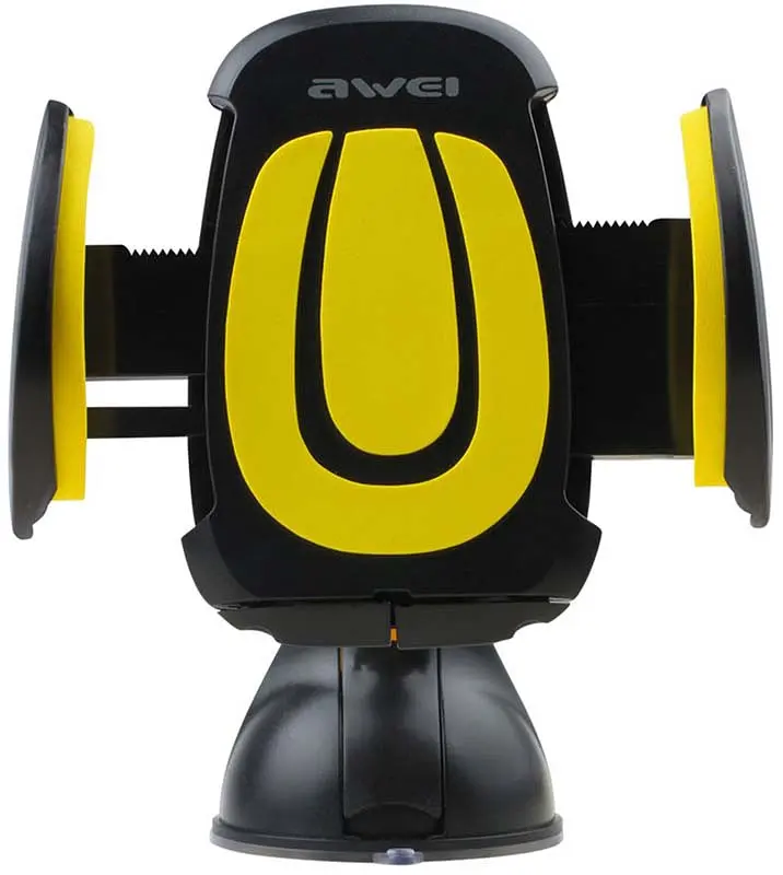 Автодержатель AWEI X7 Car Mobile Holder With Suction Cup Black/Yellow - фото 4