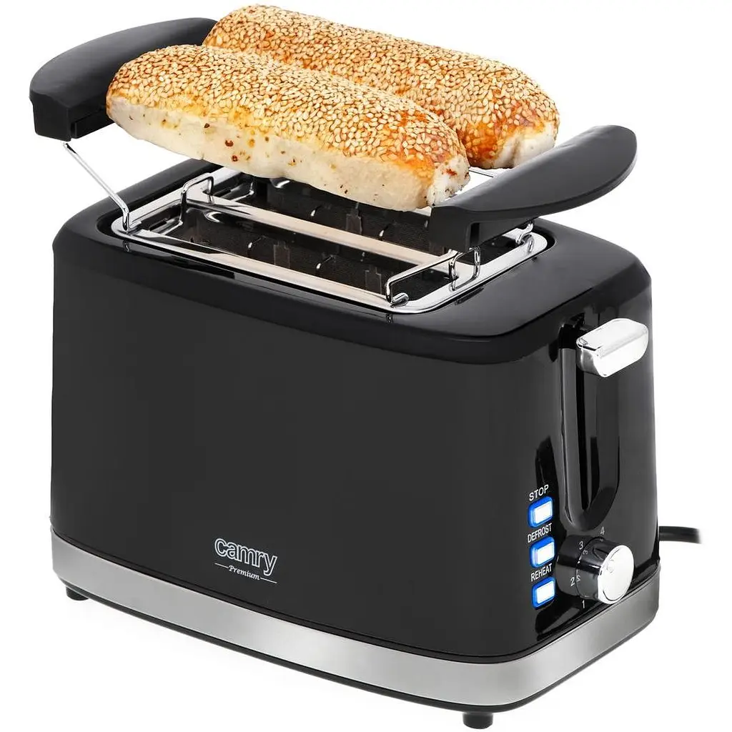 Тостер + підставка для булочок Camry CR 3218 900 Вт 6 режимів нержавіюча сталь автовідключення чорний - фото 5