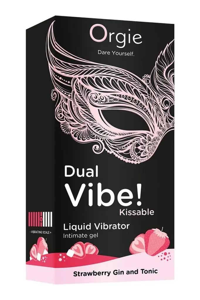 Рідкий вібратор Orgie Dual Vibe! Liquid Vibrator Strawberry Gin and Tonic 15 мл - фото 3