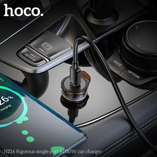 АЗП HOCO NZ16 Rigorous single port PD30W Metal Grey - фото 3