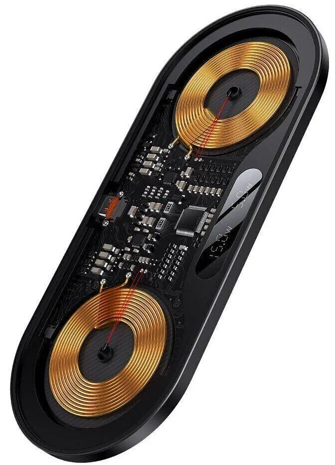 Бездротовий зарядний пристрій Baseus Digital LED Display 2in1 Wireless Charger 20W (WXSX010101) Black [78283] - фото 6