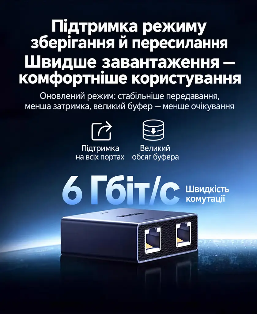 Ethernet-розгалужувач UGREEN NW301 мережевий комутатор RJ45 1 вхід і 2 виходи до 1000 Мбіт/с потребує живлення через USB-C для одночасного підключення двох пристроїв з індикаторами живлення та з’єднання алюмінієвий корпус з кабелем живлення від USB-A до USB-C довжиною 0,5 м космічний сірий із чорними панелями (35598) - фото 10