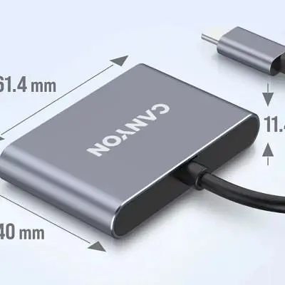 Концентратор Canyon hub DS-3 3in1 USB-C Dark Grey (CNS-TDS3) - фото 5