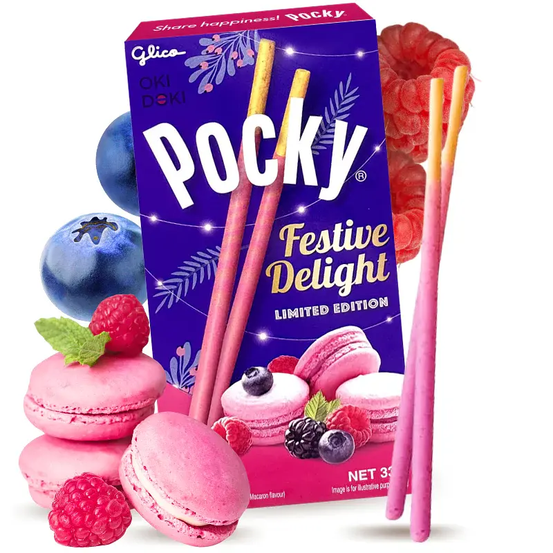Палички Pocky Festiva Delight Limited Edition зі смаком ягідних макарунів 33 г