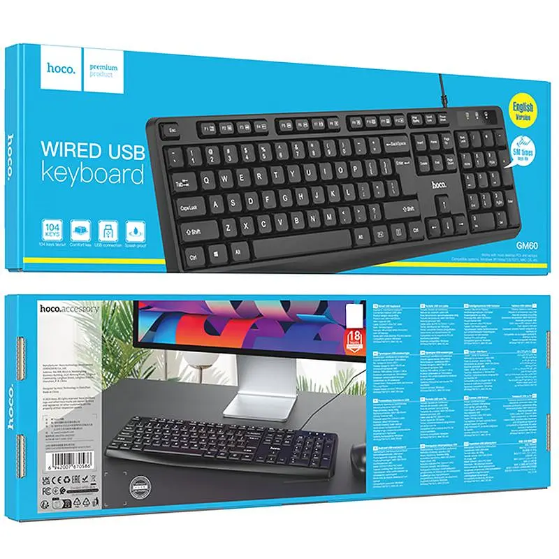 Клавиатура проводная Hoco GM60 Cool (English Version) Black - фото 2