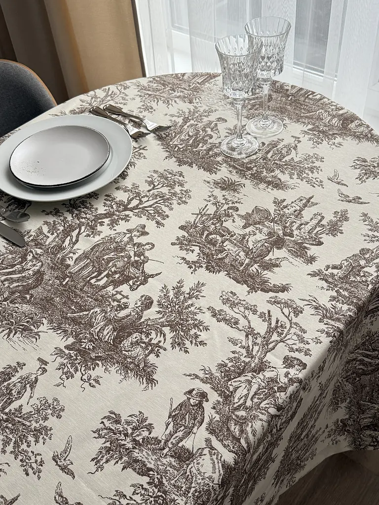 Скатертина столова Ecotton DUCK 170х200 см водовідштовхувальна Italiano бежевий (30497 Beige) (25027) - фото 8