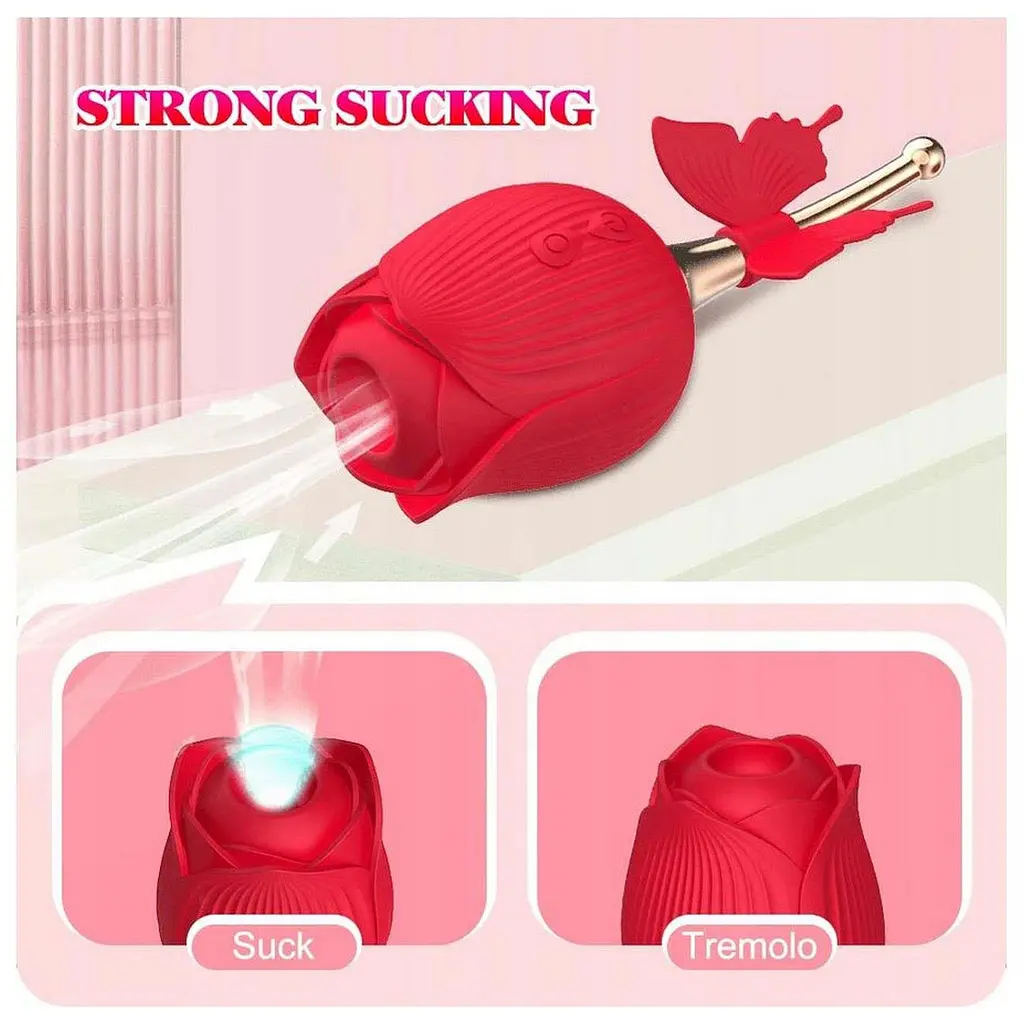 Вакуумный стимулятор клитора с вибрацией Boss Series Flirting Partner красный - фото 7