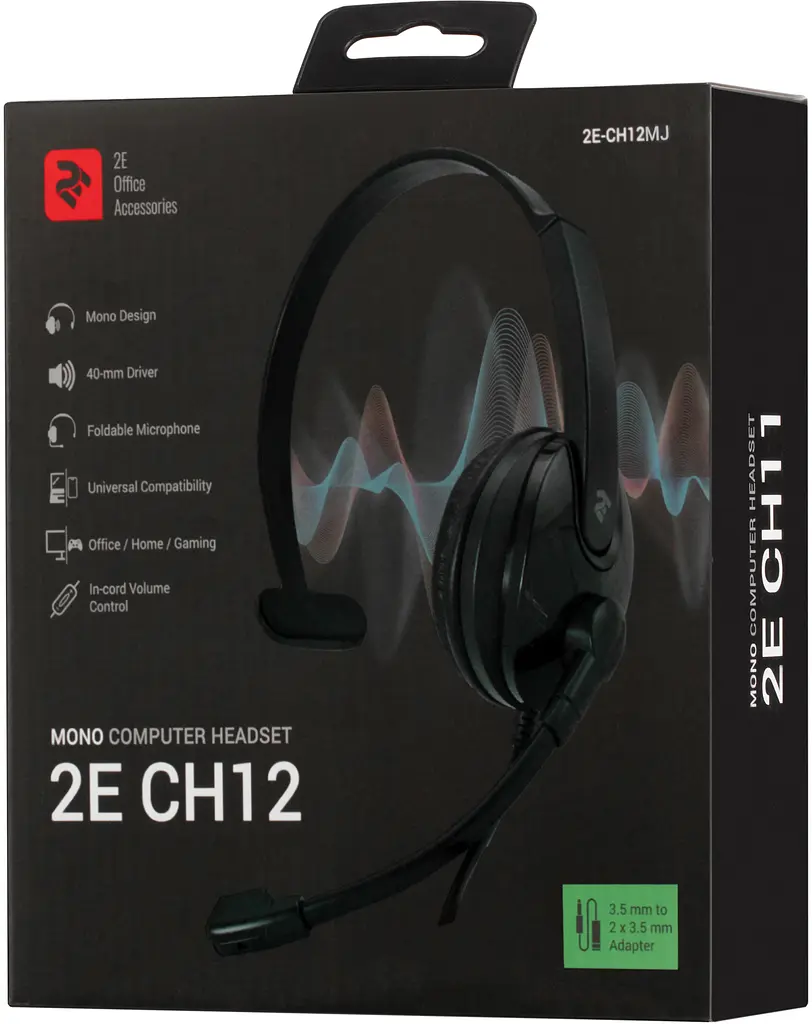Гарнітура для ПК 2E CH12 Mono On-Ear 3.5 мм / 2 x 3.5 мм (2E-CH12MJ) - фото 8