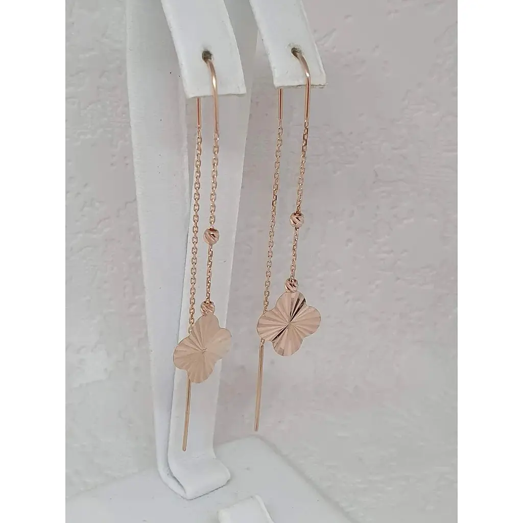 Золоті сережки-протягання Favoritum Конюшина. 210433_А - фото 4