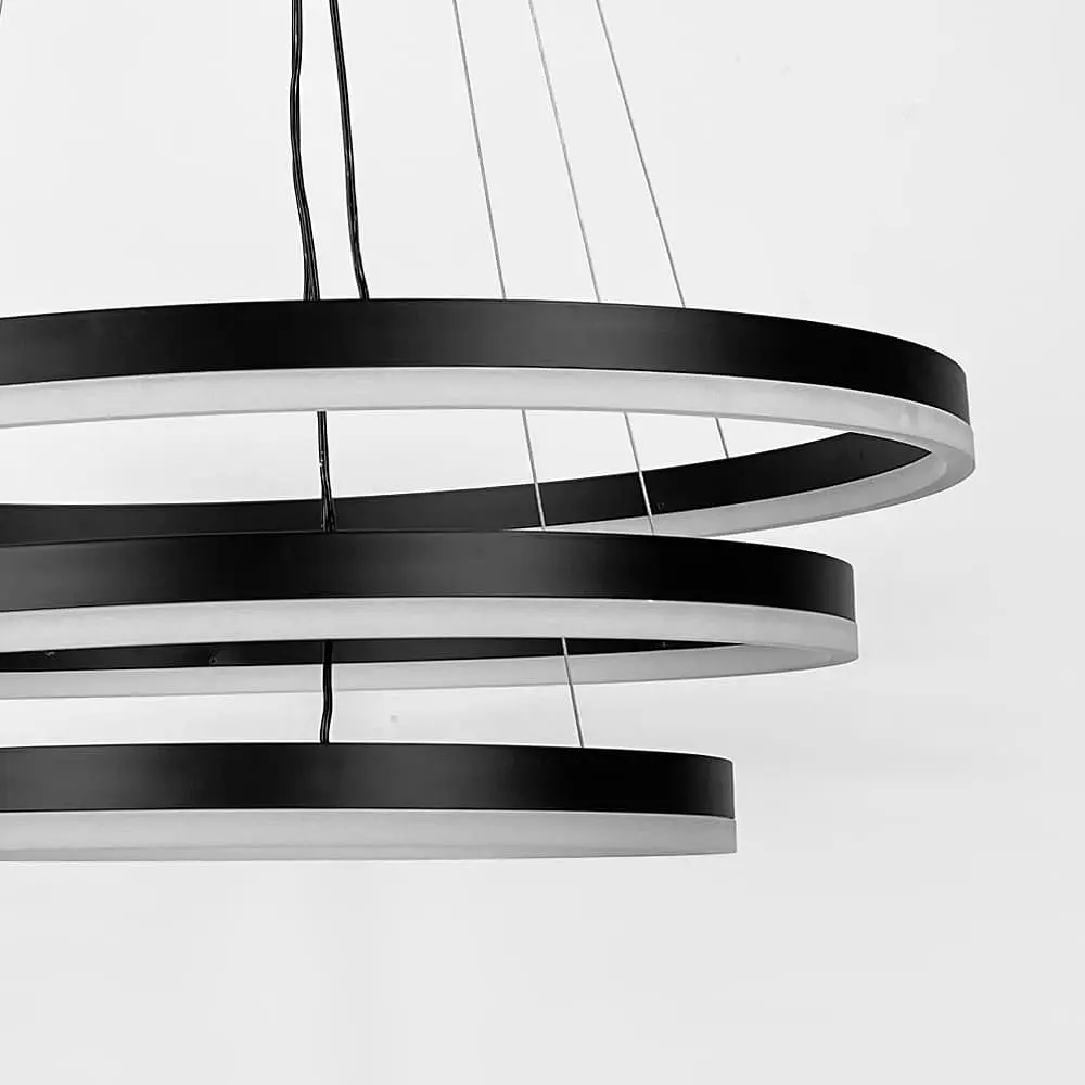 LED люстра на три кольца в черном каркасе 60+50+40 см Line F | Ст. G68-600+500+400 BK - фото 3