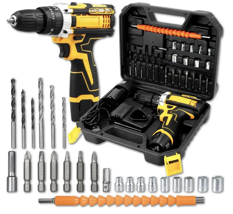 Набір з акумуляторним шурупокрутом із насадками screw driver sets yellow 12 В Повний комплект у валізі! - фото 9