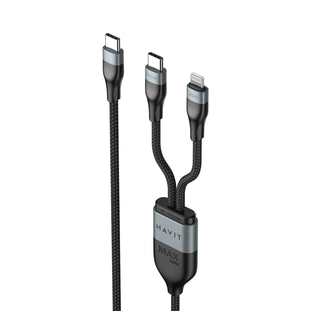 Кабель USB-C - USB-C + Lightning HAVIT HV-CB6326 PD100W 1.2м HAVIT (28593-000) - фото 3