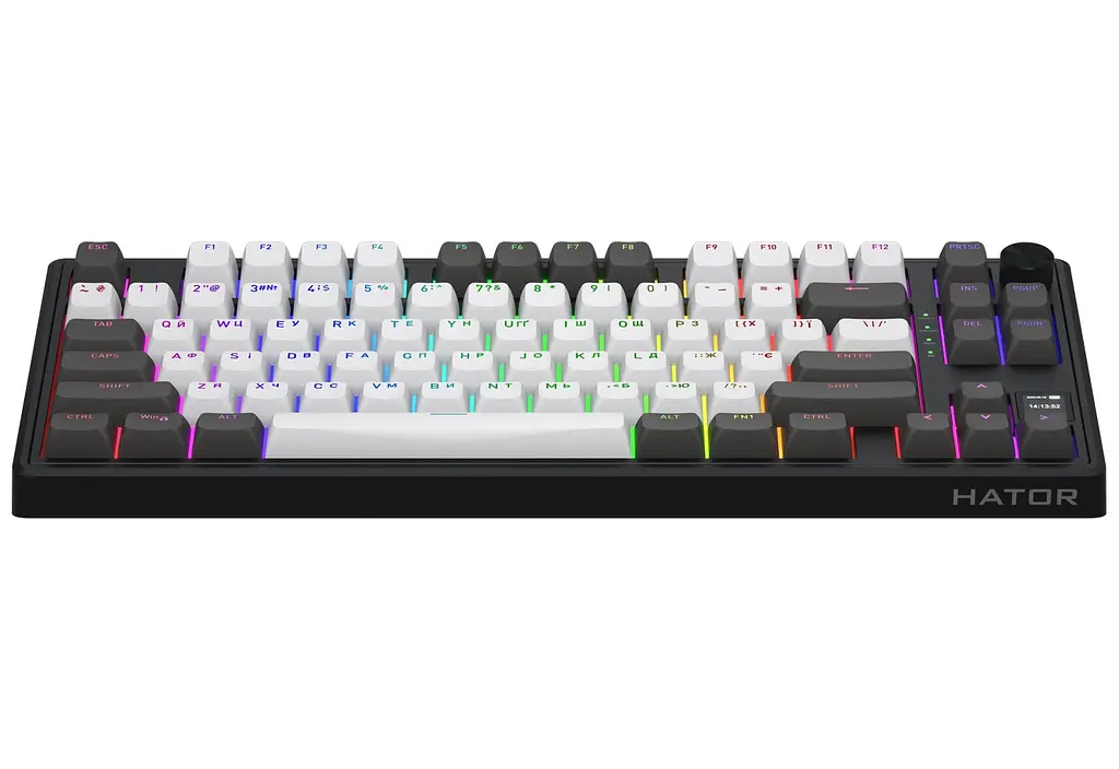 Клавіатура ігрова механічна HATOR HTK-4180 Wireless UA Skyfall 80 PRO Black-White Aurum Vanila Silent switches - фото 2