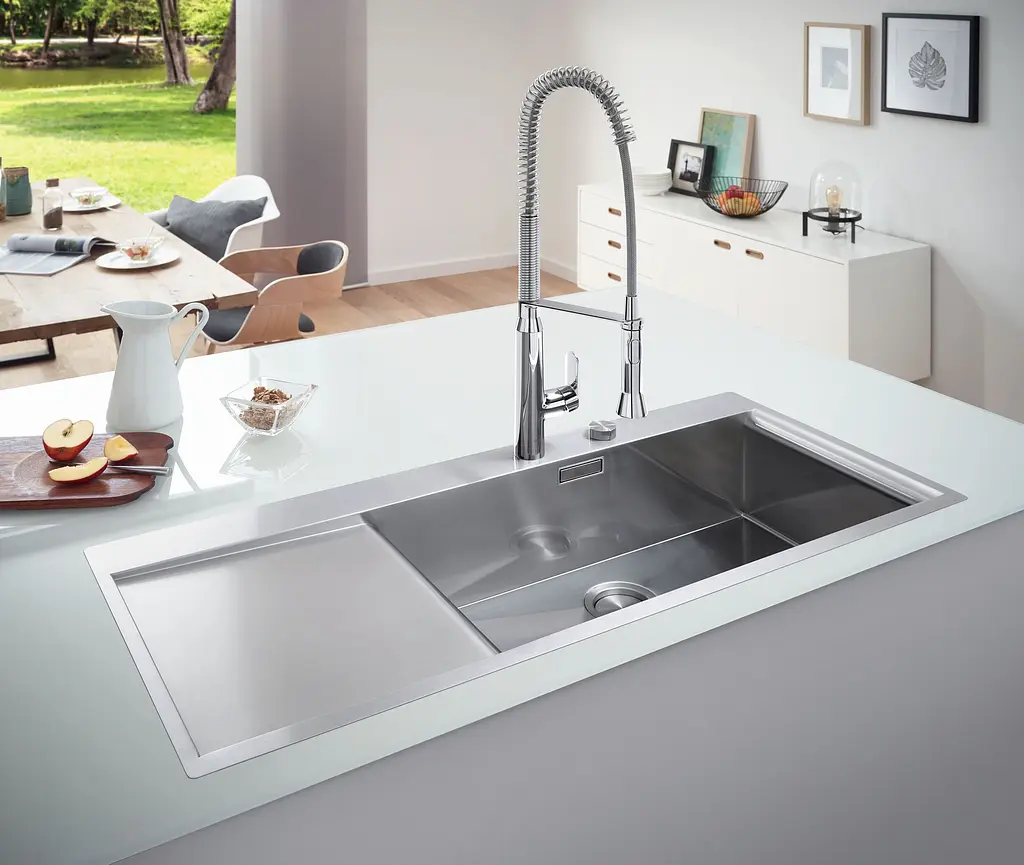Кухонная мойка двойная Grohe EX Sink K1000 крыло слева 31582SD0, Нержавеющая сталь - фото 4