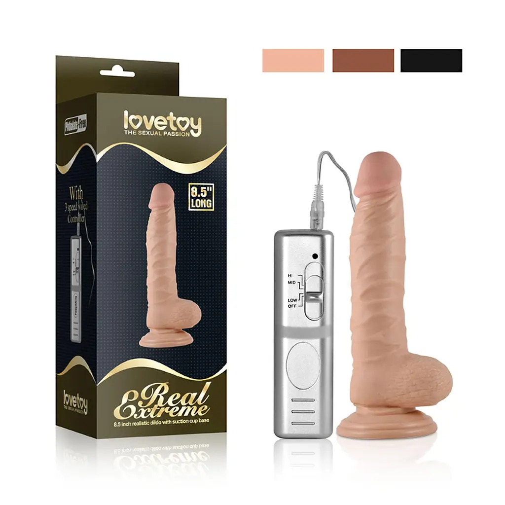 Фалоімітатор з вібрацією Lovetoy Real Extreme 22 см тілесний - фото 5