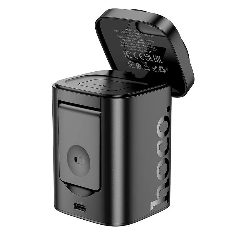 Зарядка Qi HOCO CQ20 Clever 3-in-1 Desktop Wireless Fast Charger |15W| - фото 3