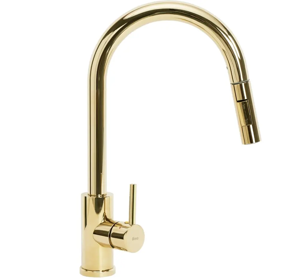 Смеситель для кухни с вытяжным изливом Rea Fresh gold (REA-B0669) золотой - глянцевый - фото 6