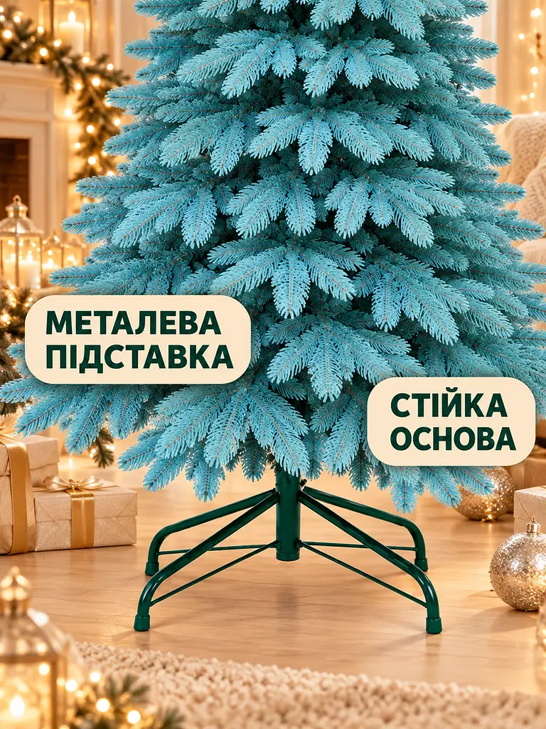 Лита штучна ялинка YaLINKA PB18 Смерека 180 см на металевій підставці, блакитна (49676450) - фото 5