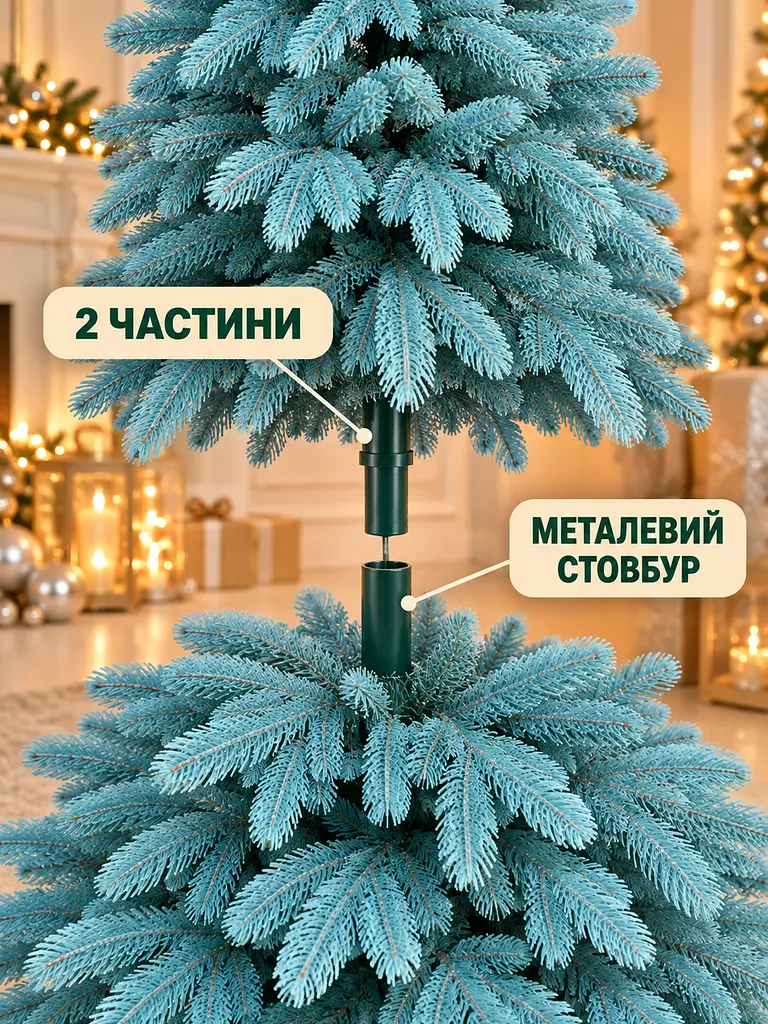 Лита штучна ялинка YaLINKA PB18 Смерека 180 см на металевій підставці, блакитна (49676450) - фото 6
