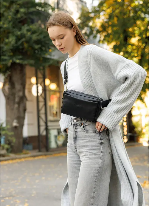 Жіноча шкіряна сумка бананка Sambag 24х16х6 см sum0027229 - фото 2