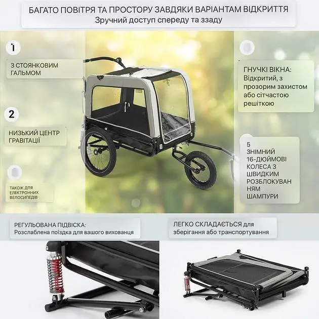 Причіп-коляска для собаки Klarfit Husky Vario (10039888) - фото 3
