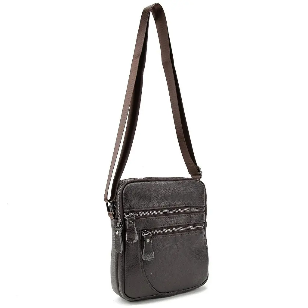 Чоловіча шкіряна сумка через плече Tiding Bag M56-3646-1C коричнева - фото 6