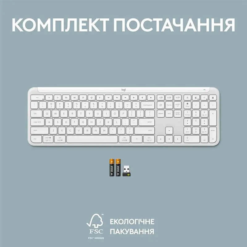 Клавiатура бездротова Logitech Signature Slim K950 US OffWhite USB (920-012466) - фото 10