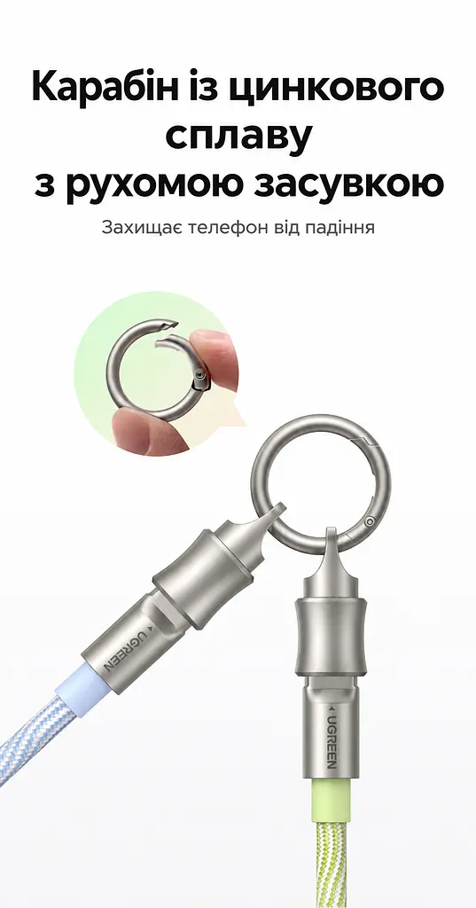 Кабель-ремінець UGREEN L508 USB-C - USB-C 60 Вт 1,2 м рожевий (35510) - фото 9
