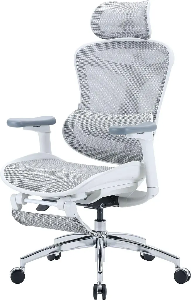 Офісне крісло Sihoo DORO C300L Mesh White with footrest (DORO-C300L-A3-102-JT) - фото 4
