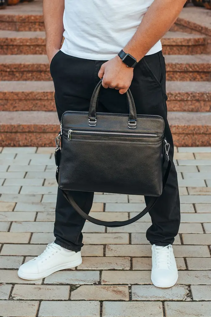 Шкіряна чоловіча ділова сумка-портфель чорна Tiding Bag 30987 38 см - фото 6