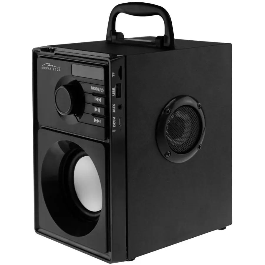 Акустична система 1.0 Media-Tech 15W, Bluetooth/FM/AUX/SD/USB/пульт/BOOMBOX, срібна мембрана, чорна - фото 3