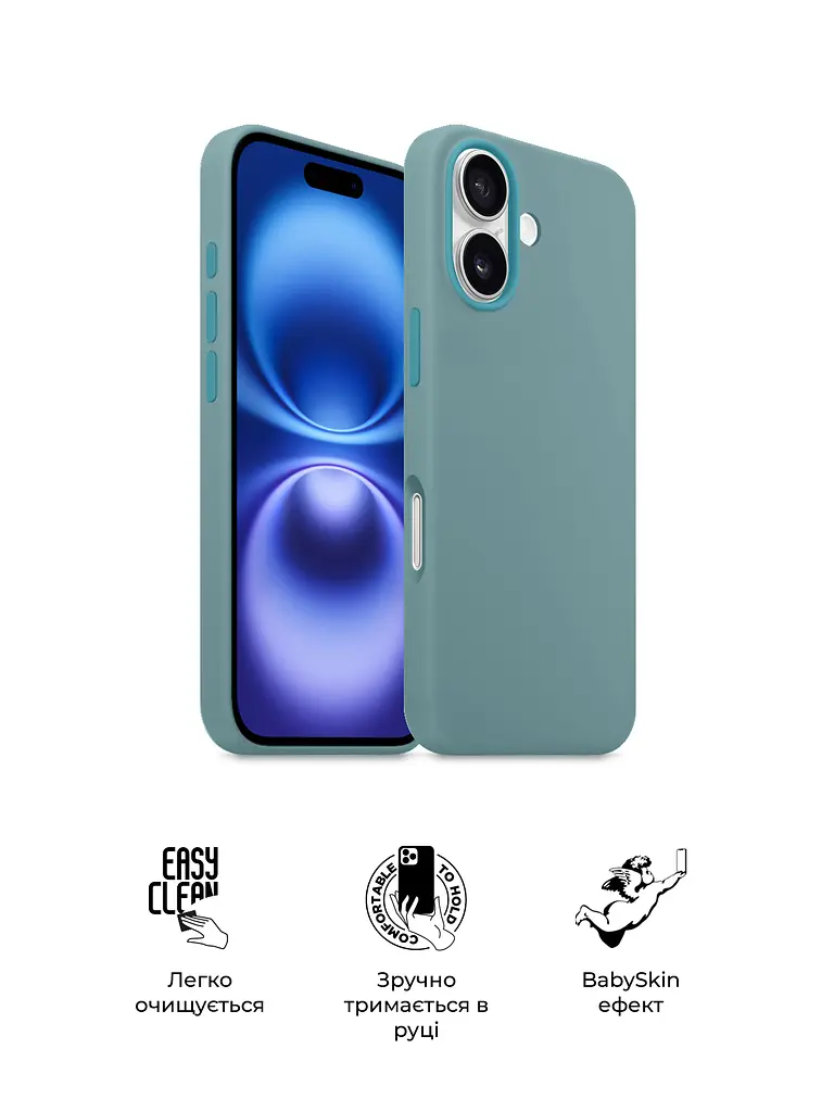 Силиконовый чехол для Apple iPhone 16, ICON2 Case, голубой, противоударный, панель, защита всего корпуса, матовая поверхность Soft Touch, выступает над дисплеем, совместим с защитными стеклами и пленками, с микрофиброй, ArmorStandart (ARM79629) - фото 3