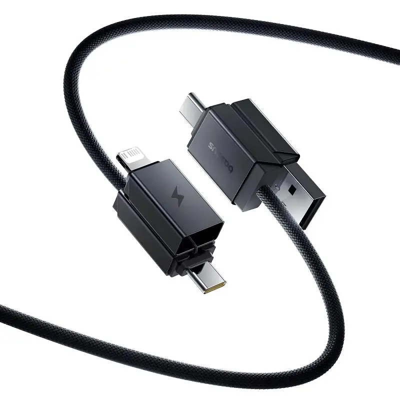 Дата кабель Baseus Versatile Two-for-Two USB/Type-C to Type-C/Lightning 60W (2m) (P10383000) Cluster Black - фото 2