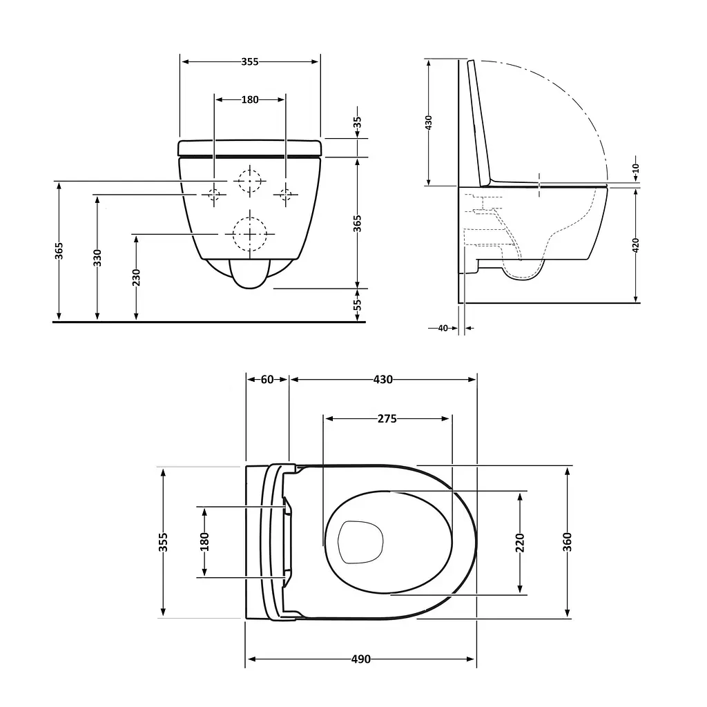 Унитаз подвесной Qtap Taurus безободковый с сиденьем Soft-close QT2433084EUQMB, Черный матовый - фото 2