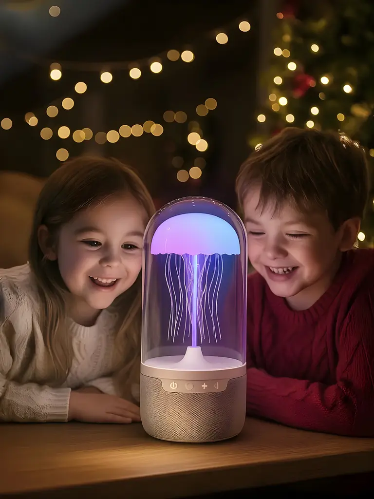 Креативна Bluetooth колонка з підсвічуванням RGB Медуза, 7 кольорів LED, Колонка-нічник з хорошим звучанням, Біла (2082387841) - фото 6
