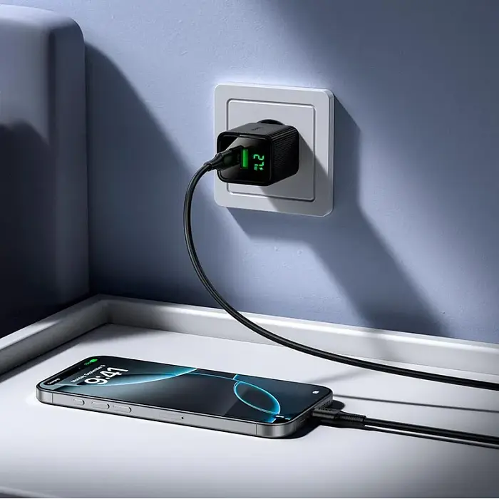 Сетевое зарядное устройство адаптер HOCO CS84A 1USB/1Type-C, 30W, поддержка быстрой зарядки PD/QC/FCP/AFC Черный - фото 6