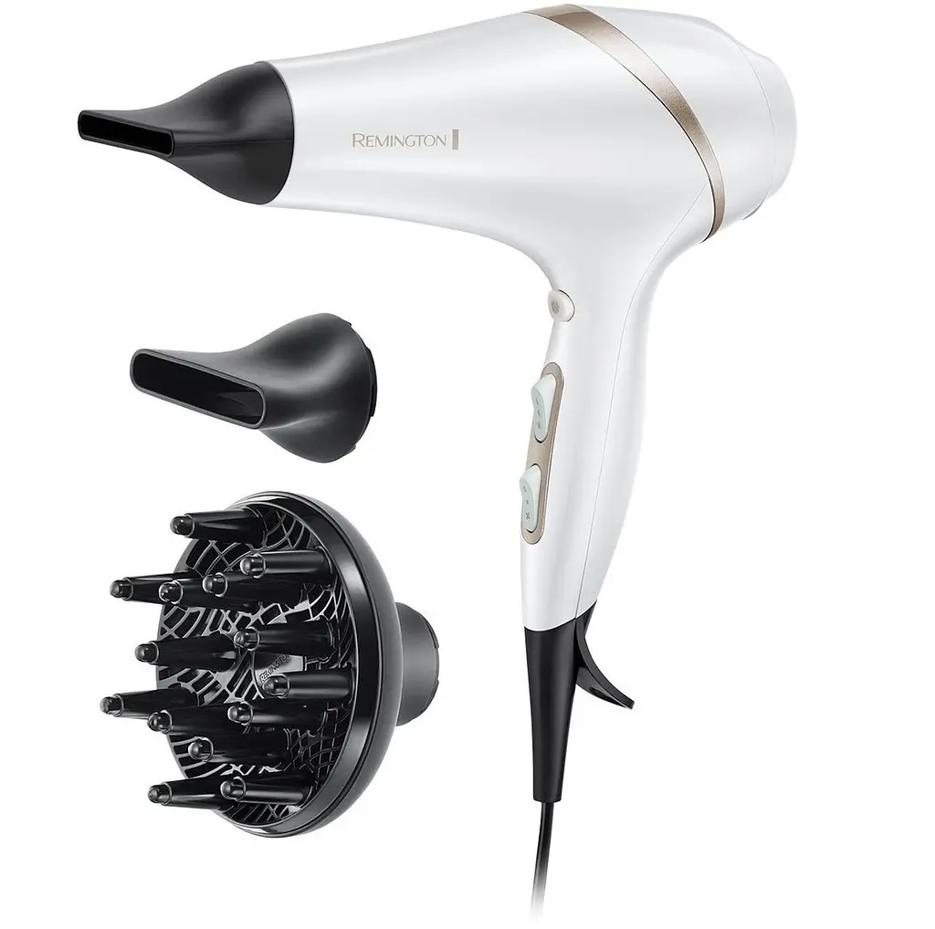 Фен Remington HydraLuxe, 2300 Вт, 3 режима, диффузор, ионизация, холодный обдув, белый - фото 3