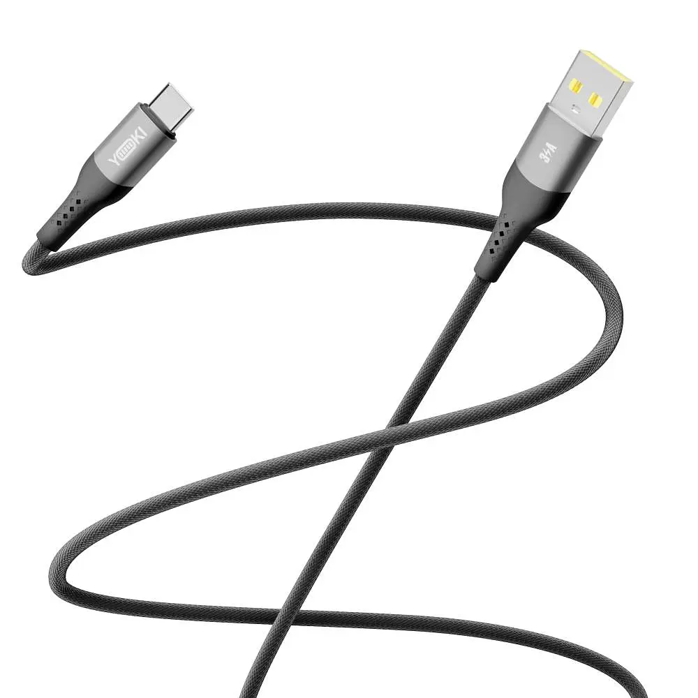 Кабель для заряджання та обміну даними Yoki YK-SO15 SOLID Series USB/Type C 60W 3A/20V 2 м Чорний - фото 6